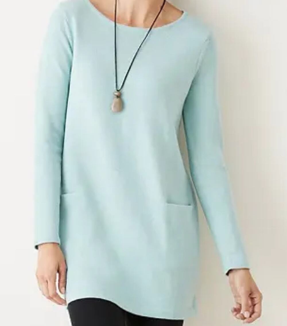 J. Jill Pure Wool & Cotton Sweater Womens Large Long Sleeve with Front Pockets